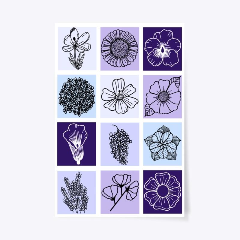 Purple flower Doodle Art 